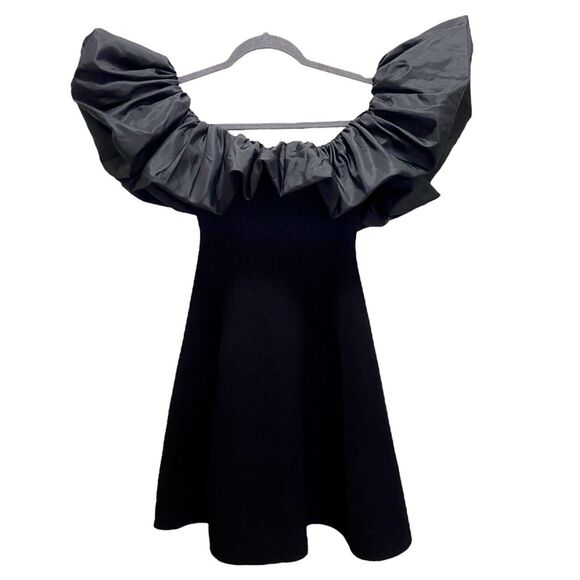 Aje Eldora Off the Shoulder Black Ruffle Mini Dress Size Small - Picture 7 of 10